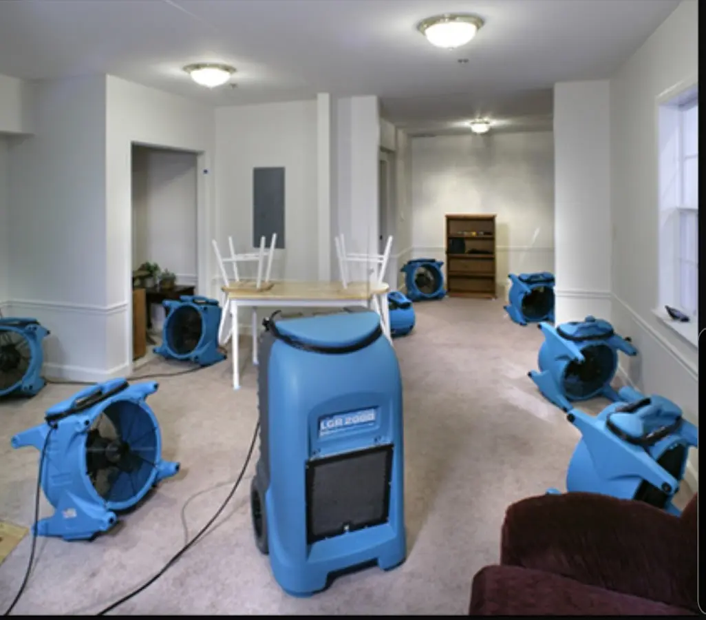 Air movers and dehumidifier setup for Water Damage Restoration in Jupiter Farms